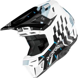 Motokros kaciga s interfonom Cardo Venture bijelo-crno-plava