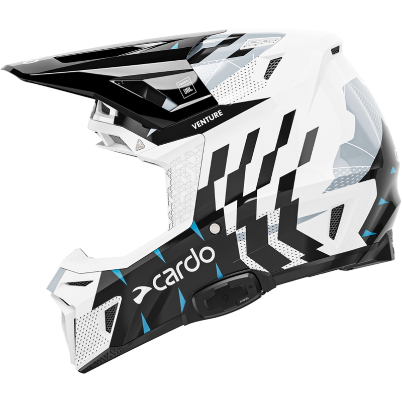 Motokros kaciga s interfonom Cardo Venture bijelo-crno-plava