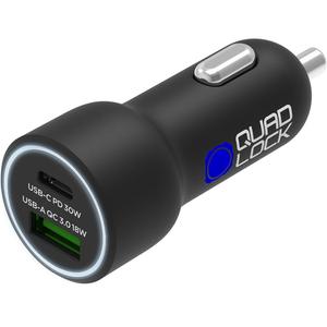 Quad Lock® 48W USB-C PD + USB-A QC 3.0 auto punjač crne boje