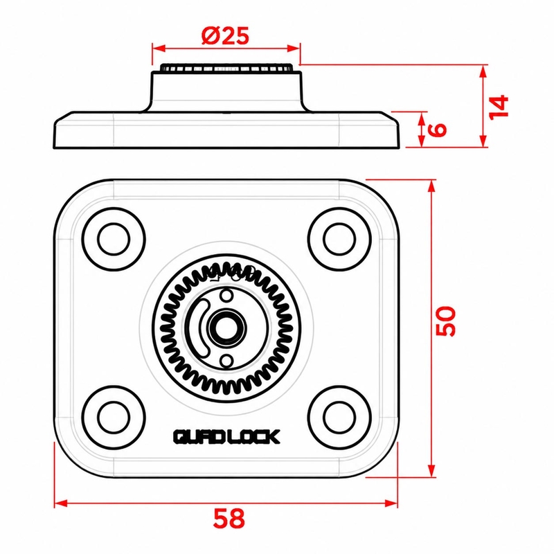 Quad Lock® 360 ravna baza crna