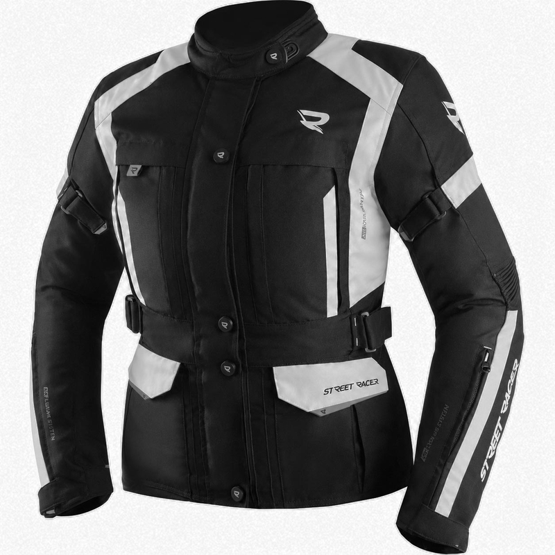 Ženska motociklistička jakna Street Racer Hilax crno-svijetlosiva