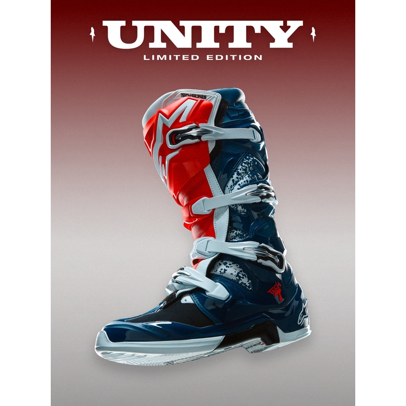 Alpinestars TECH 7 UNITY motokros čizme crveno-bijelo-plave