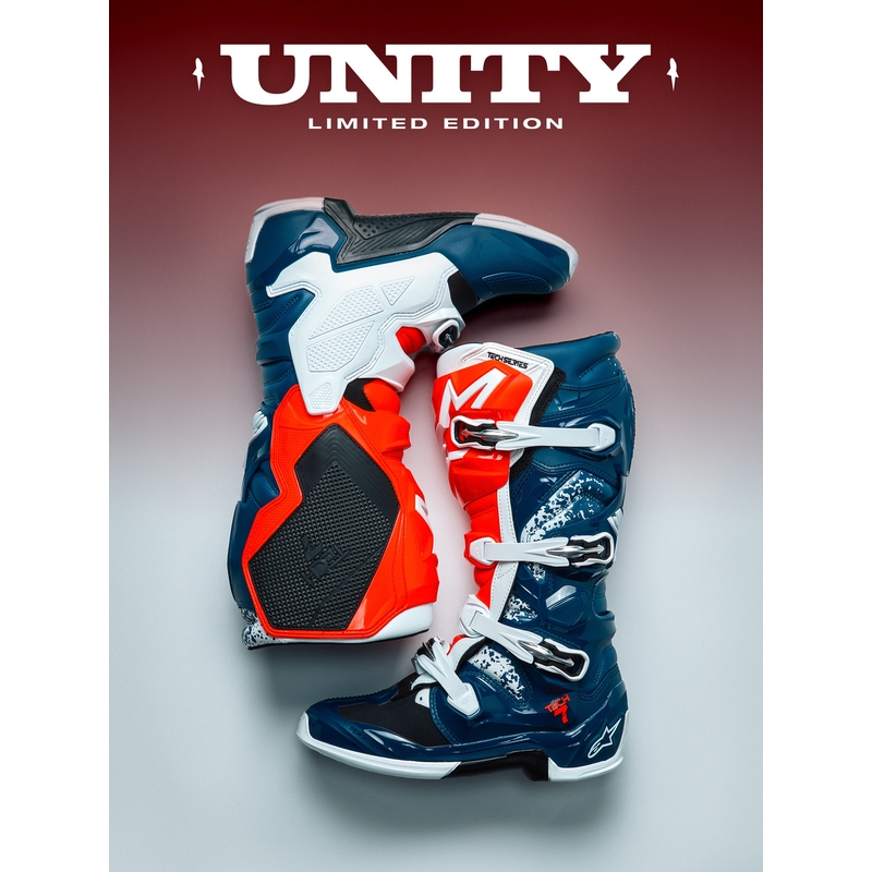 Alpinestars TECH 7 UNITY motokros čizme crveno-bijelo-plave