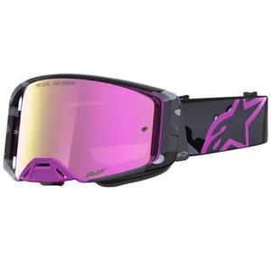 Alpinestars Supertech Lone ljubičaste maskirne motokros naočale s ružičastim pleksiglasom od zrcala