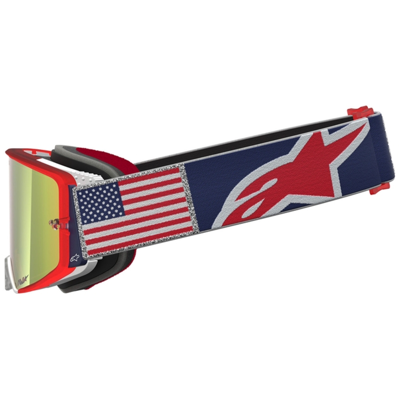 Alpinestars Supertech Fiftyfold motokros naočale plavo-crveno-bijele s crvenim zrcalnim pleksiglasom