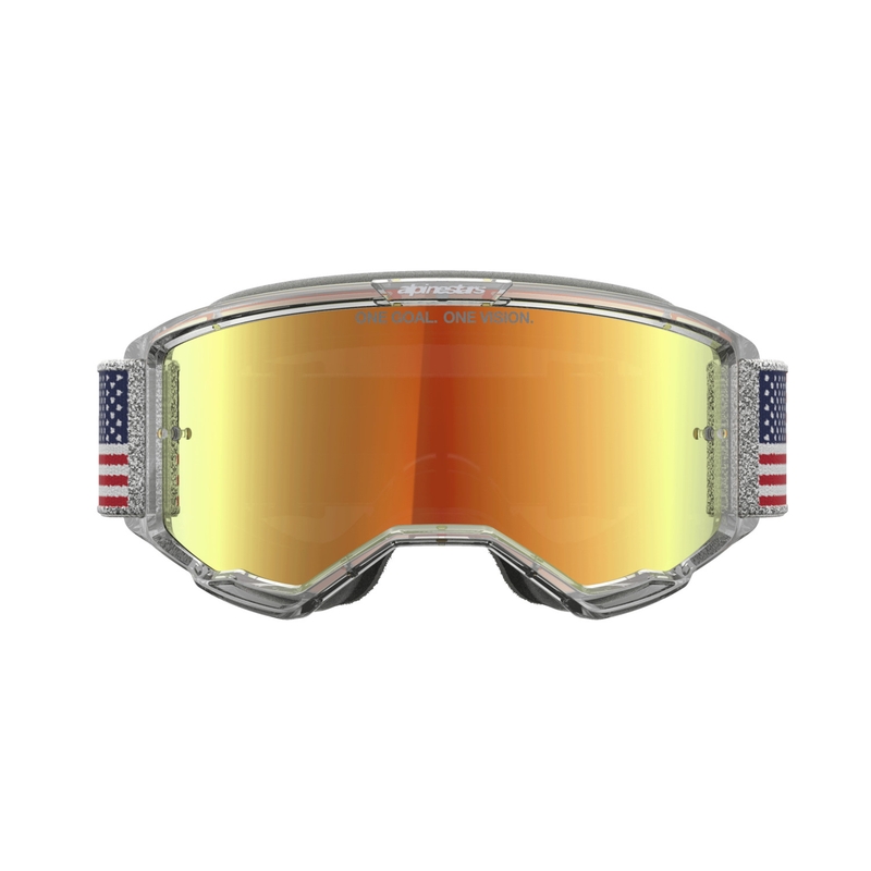 Alpinestars Vision 5 Fiftyfold plavo-crveno-bijele motokros naočale sa zrcalno crvenim staklom
