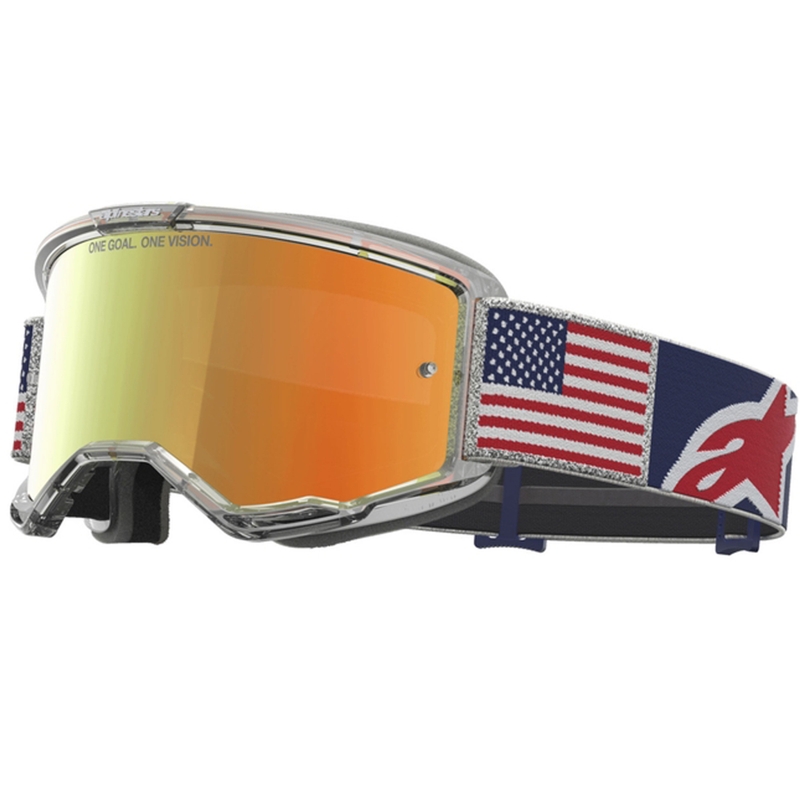 Alpinestars Vision 5 Fiftyfold plavo-crveno-bijele motokros naočale sa zrcalno crvenim staklom