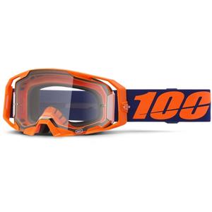 Naočale za motocross 100% ARmatic Neon Orange s prozirnim pleksiglasom