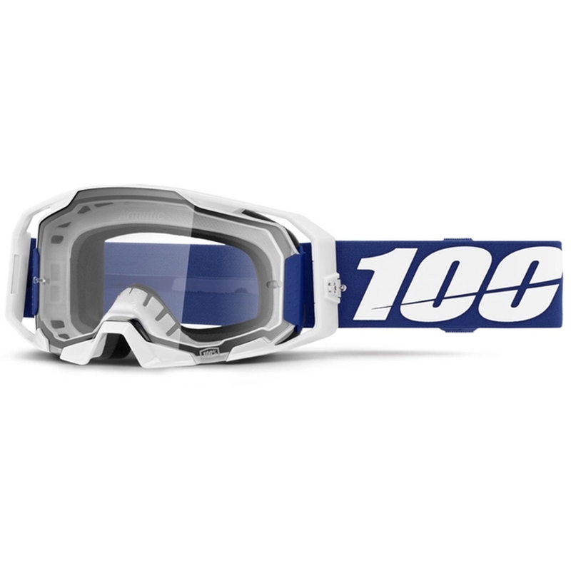 Naočale za motocross 100% ARmatic plave s prozirnim pleksiglasom