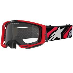 Motocross naočale Alpinestars Vision 8 Luar crveno-crne s prozirnim staklima