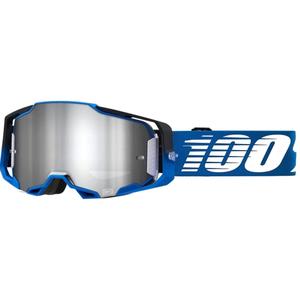 Naočale za motocross 100% ARMEGA Rockchuck crno-bijelo-plave (srebrni pleksiglas)