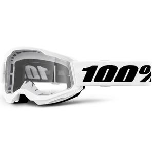 Dječje motocross naočale 100% STRATA 2 bijeli prozirni pleksiglas