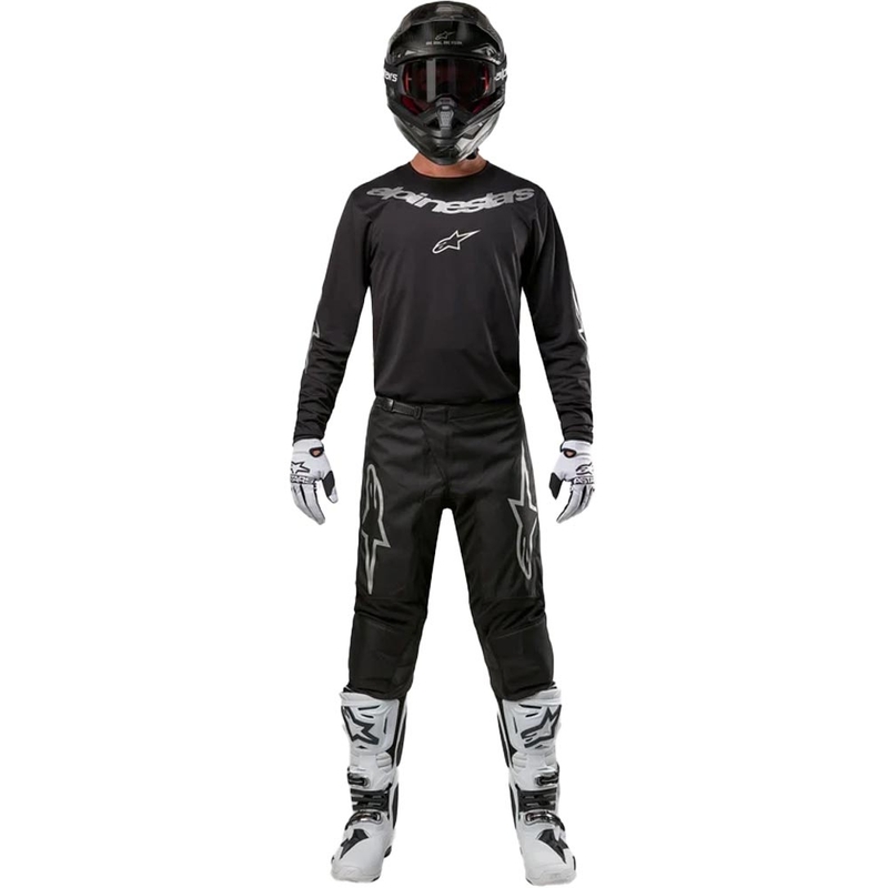 Alpinestars Fluid Graphite motocross hlače crno-srebrne