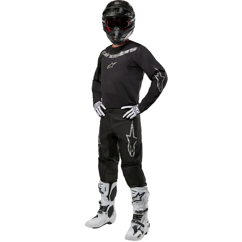 Alpinestars Fluid Graphite motocross hlače crno-srebrne