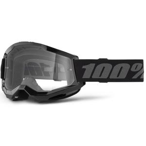 Dječje naočale za motocross 100% STRATA 2 crne (prozirni pleksiglas)