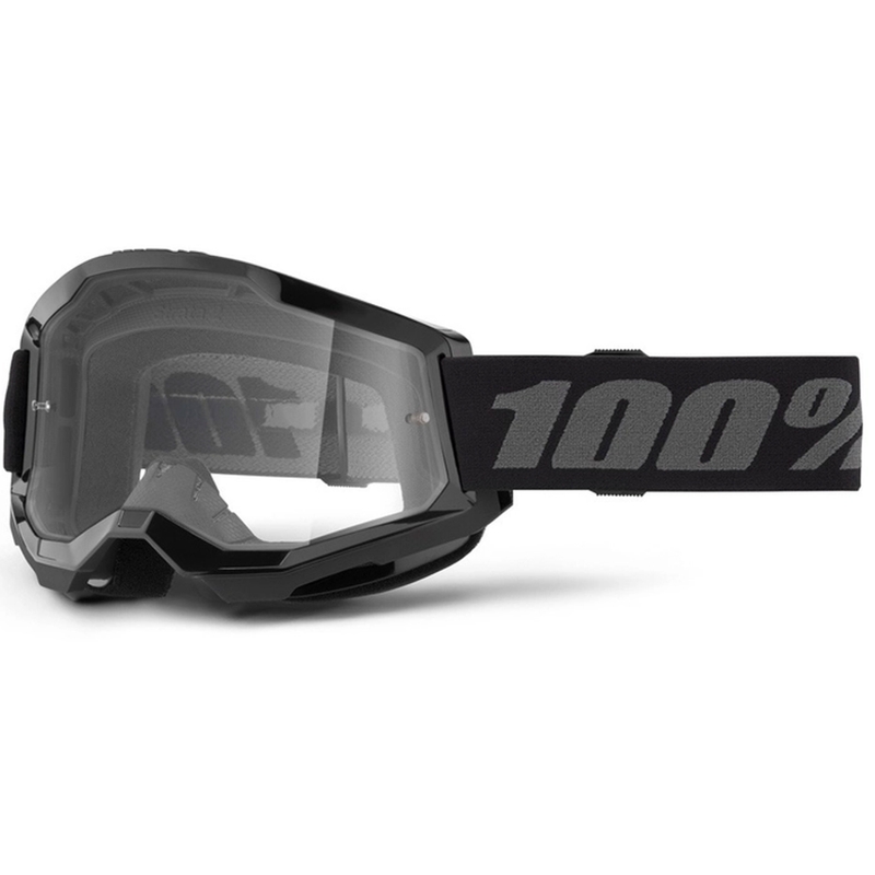Dječje naočale za motocross 100% STRATA 2 crne (prozirni pleksiglas)