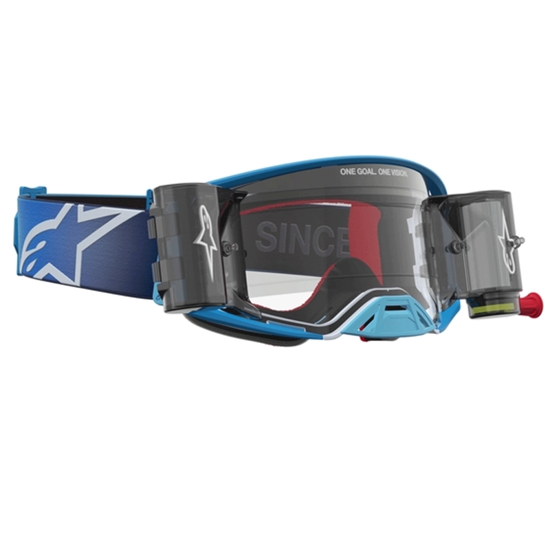 Alpinestars Supertech ROLL-OFF motokros naočale plavo-srebrne s prozirnim pleksiglasom