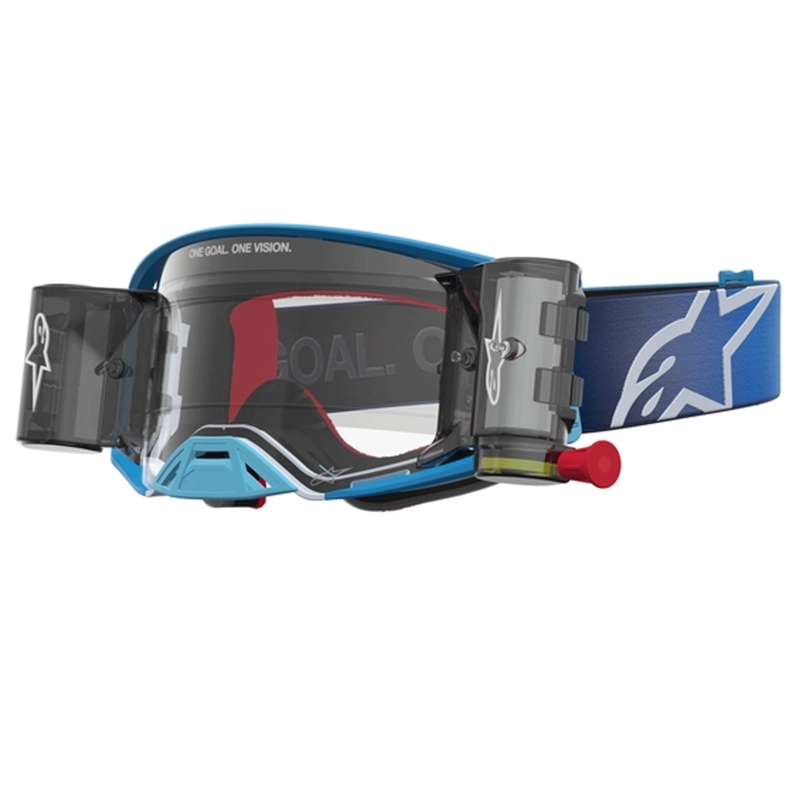 Alpinestars Supertech ROLL-OFF motokros naočale plavo-srebrne s prozirnim pleksiglasom
