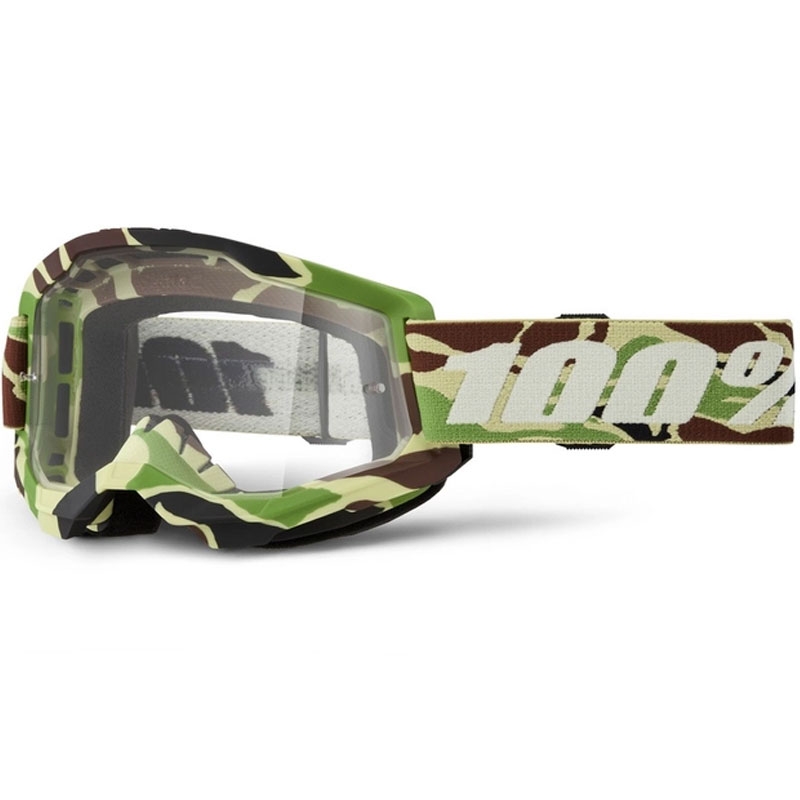 Motokros naočale 100% STRATA 2 New War Camo zelene (prozirni pleksiglas)