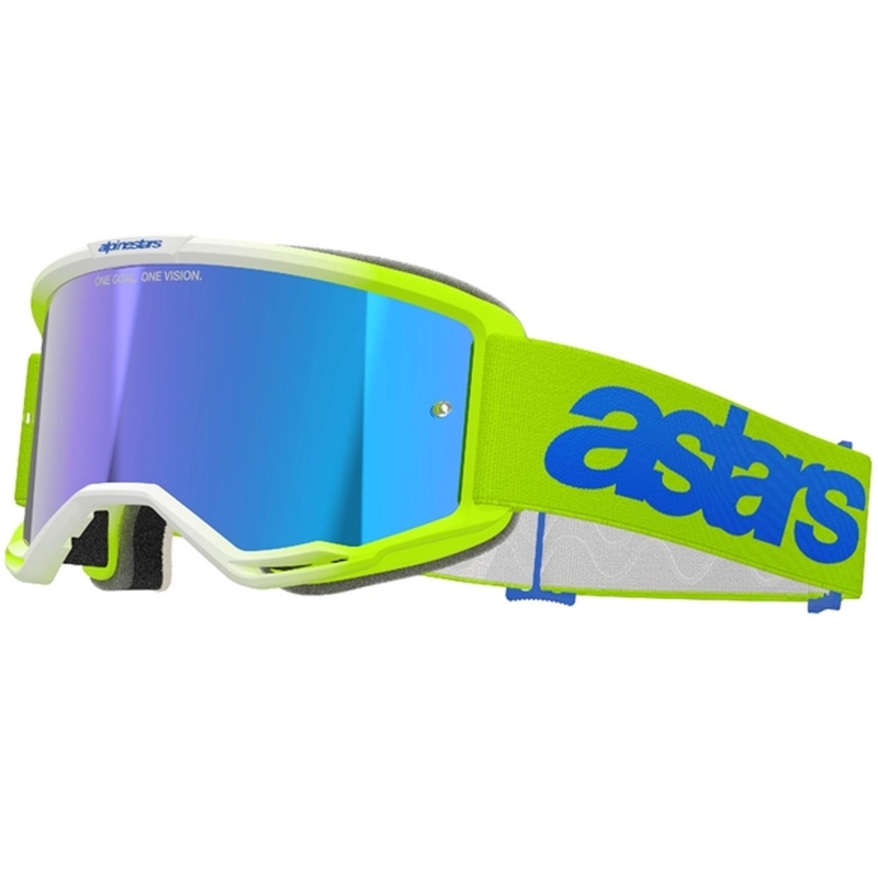 Motocross naočale Alpinestars Vision 5 Blaze fluo žuto-plave sa ogledalo plavim pleksiglasom