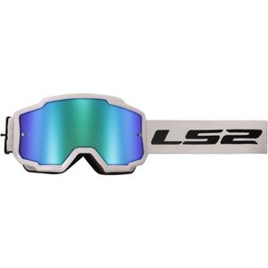 Motocross naočale LS2 Charger HV bijele sa zelenim iridij pleksiglasom
