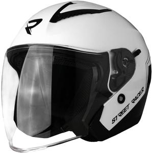 Otvorena motociklistička kaciga Street Racer Sonic sjajna bijelo-crna - II. kvaliteta