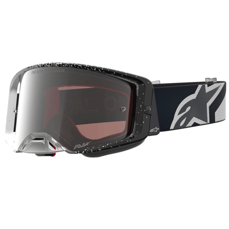 Alpinestars Supertech motocross naočale bijelo-crne s ogledalom od srebrnog pleksiglasa