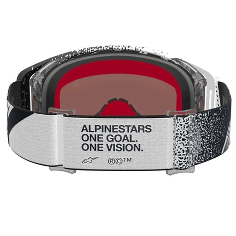 Alpinestars Supertech motocross naočale bijelo-crne s ogledalom od srebrnog pleksiglasa