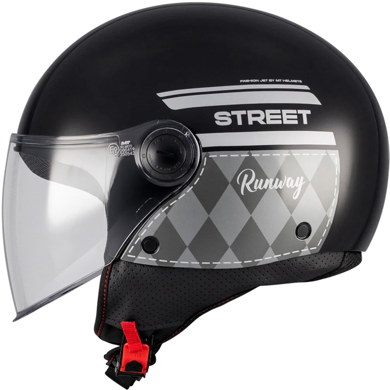 Otvorena motociklistička kaciga MT Street S Runway B2 crno-siva - II. kvaliteta