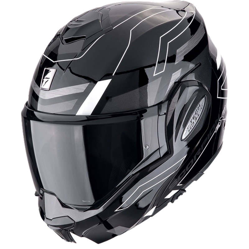 Motociklistička kaciga na preklop Scorpion EXO-TECH EVO CONQUER crno-bijela - II. kvaliteta