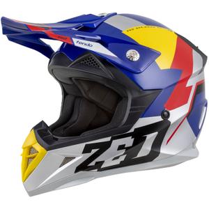 Motocross kaciga ZED X1.9 Tendo pearl plava-crvena-žuta-srebrna - II. kvaliteta