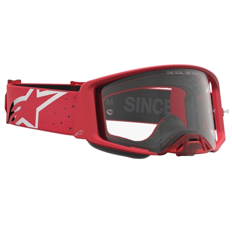 Alpinestars Supertech Vesta fluo crveno-kromirane motokros naočale (prozirni pleksiglas)