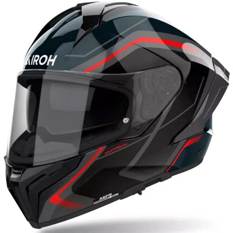 Airoh MATRYX široka motociklistička kaciga koja pokriva cijelo lice crno-sivo-crvena
