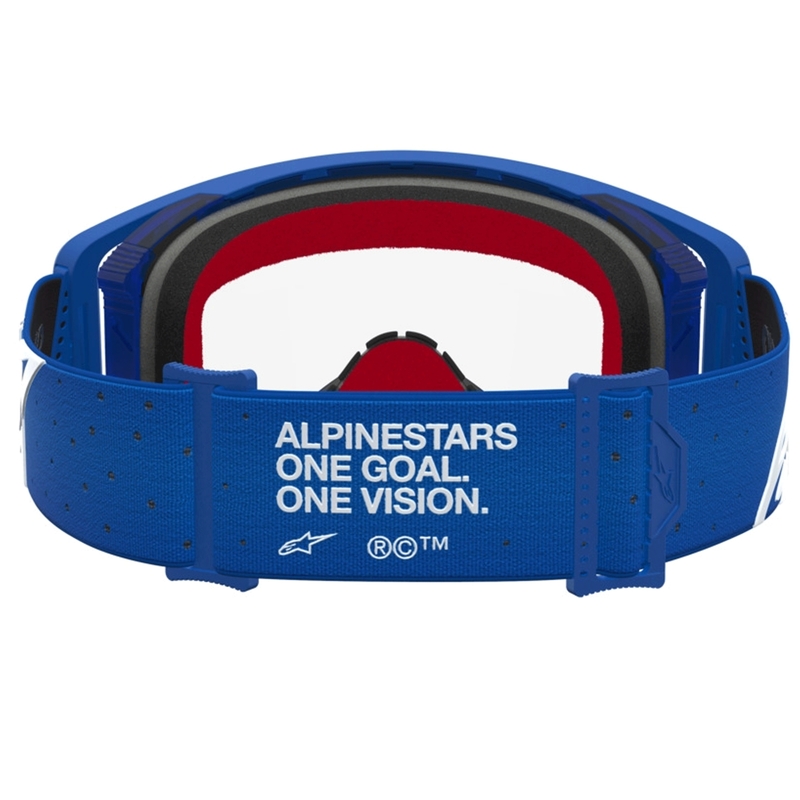 Alpinestars Supertech Vesta plavo-bijele motokros naočale s prozirnim pleksiglasom