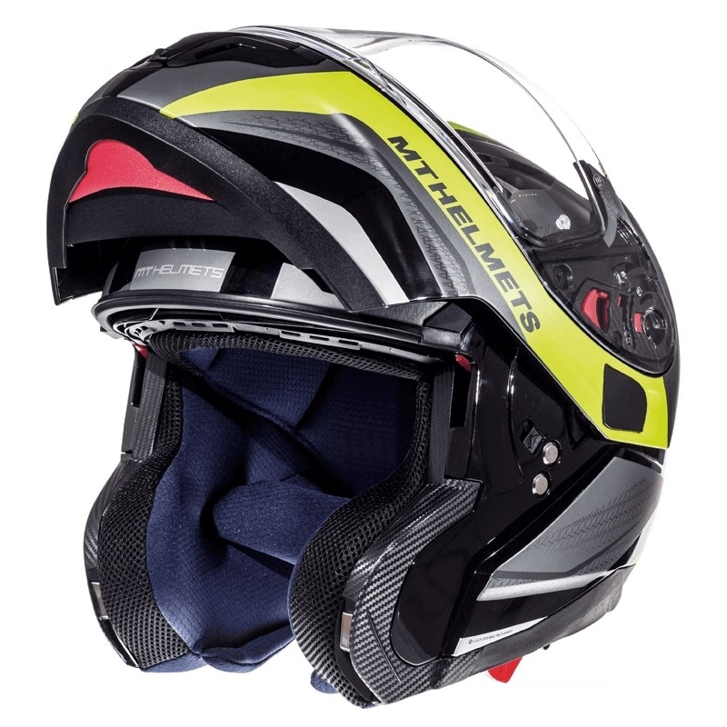 Motociklistička kaciga na preklop MT Atom Tarmac crna mat-fluo žuta - II. kvaliteta