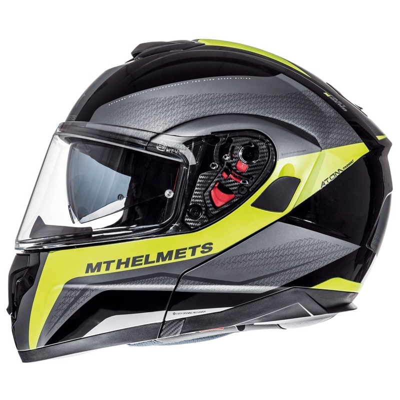 Motociklistička kaciga na preklop MT Atom Tarmac crna mat-fluo žuta - II. kvaliteta