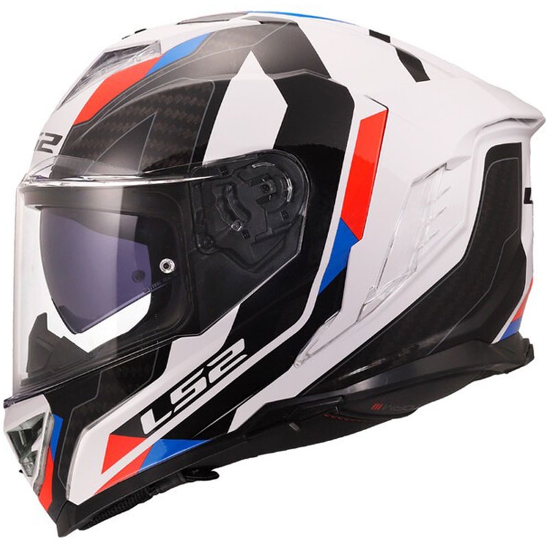 Integralna motociklistička kaciga LS2 FF818 Storm III Sports sjajna bijelo-plavo-crvena - II. kvaliteta