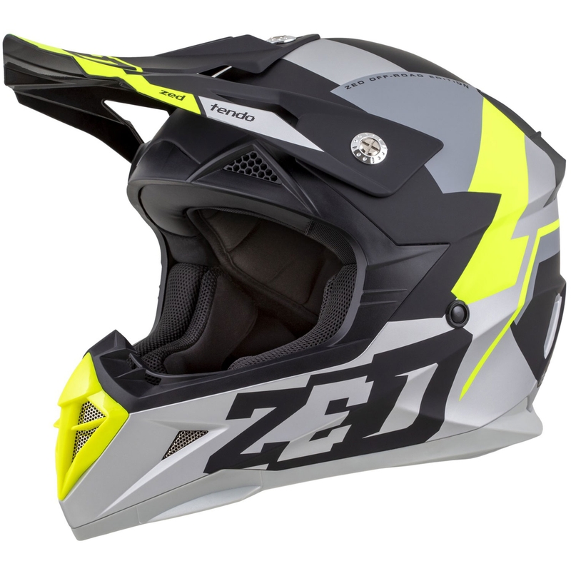 Dječja kaciga za motocross ZED X1.9D TENDO mat crna-tamno siva-svijetlo siva-fluo žuta - II. kvaliteta