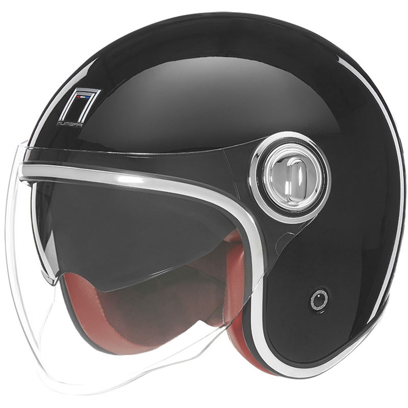 NOX PREMIUM Heritage otvorena motociklistička kaciga crne boje - II. kvaliteta