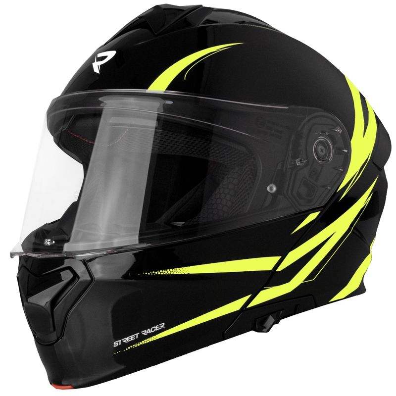 Preklopna motociklistička kaciga Street Racer Fury crno-fluo žuta 2 - II. kvaliteta