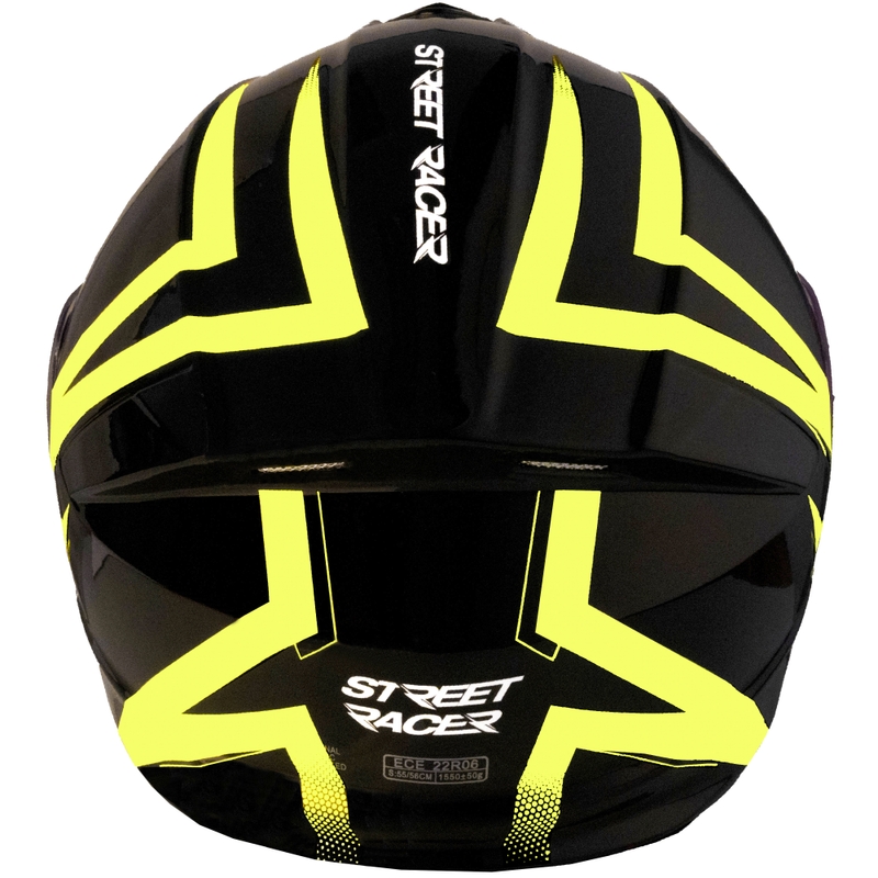 Preklopna motociklistička kaciga Street Racer Fury crno-fluo žuta 2 - II. kvaliteta