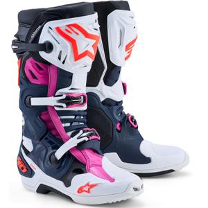 Alpinestars TECH 10 Supervented motocross čizme tamnoplavo-bijelo-crno-ljubičaste