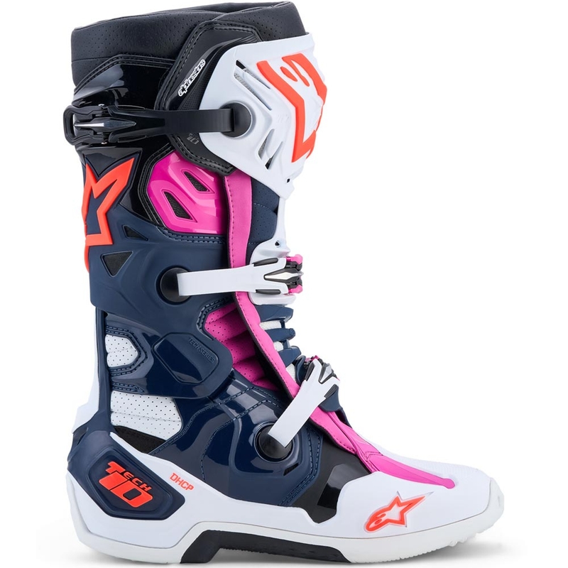 Alpinestars TECH 10 Supervented motocross čizme tamnoplavo-bijelo-crno-ljubičaste
