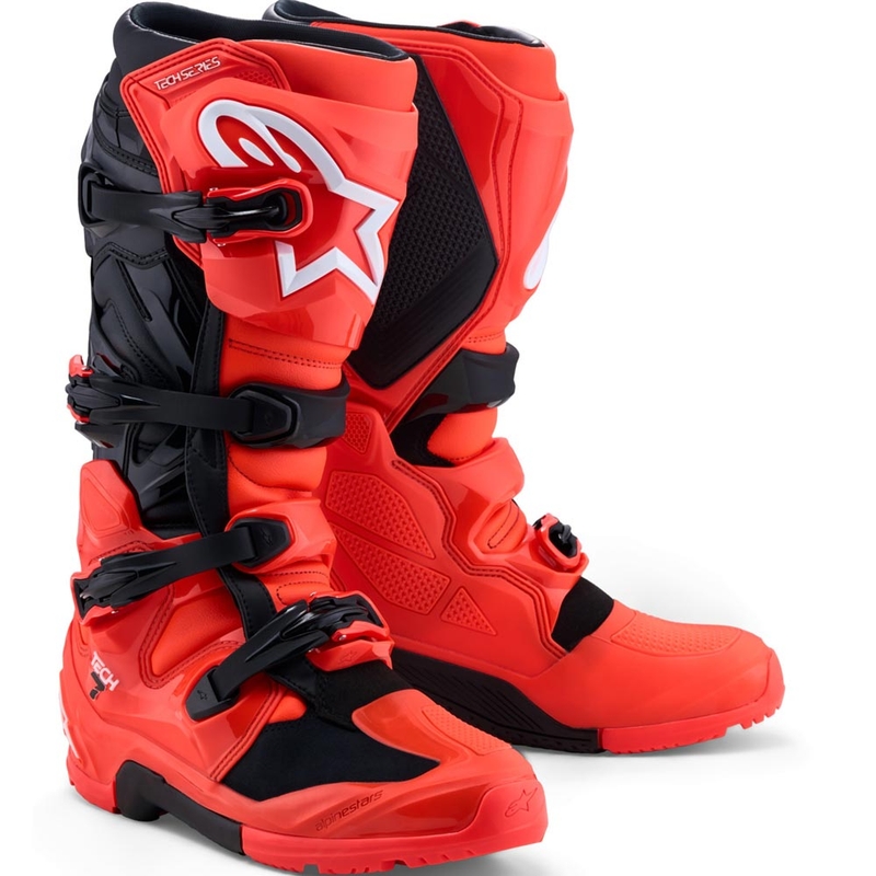 Alpinestars TECH 7 Enduro motociklističke čizme fluo crveno-crne