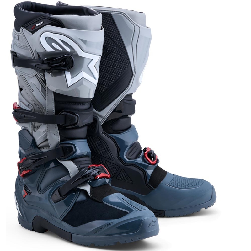 Alpinestars TECH 7 Enduro Drystar motociklističke čizme tamno sive-svijetlo sive-crvene