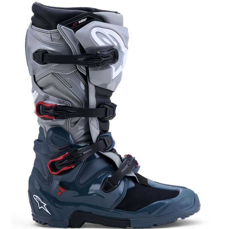 Alpinestars TECH 7 Enduro Drystar motociklističke čizme tamno sive-svijetlo sive-crvene