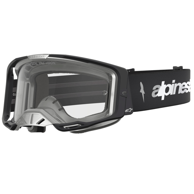 Alpinestars Vision 8 Amber motokros naočale crno-srebrne s prozirnim pleksiglasom