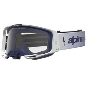 Alpinestars Vision 8 Amber plavo-bijele motokros naočale s prozirnim pleksiglasom