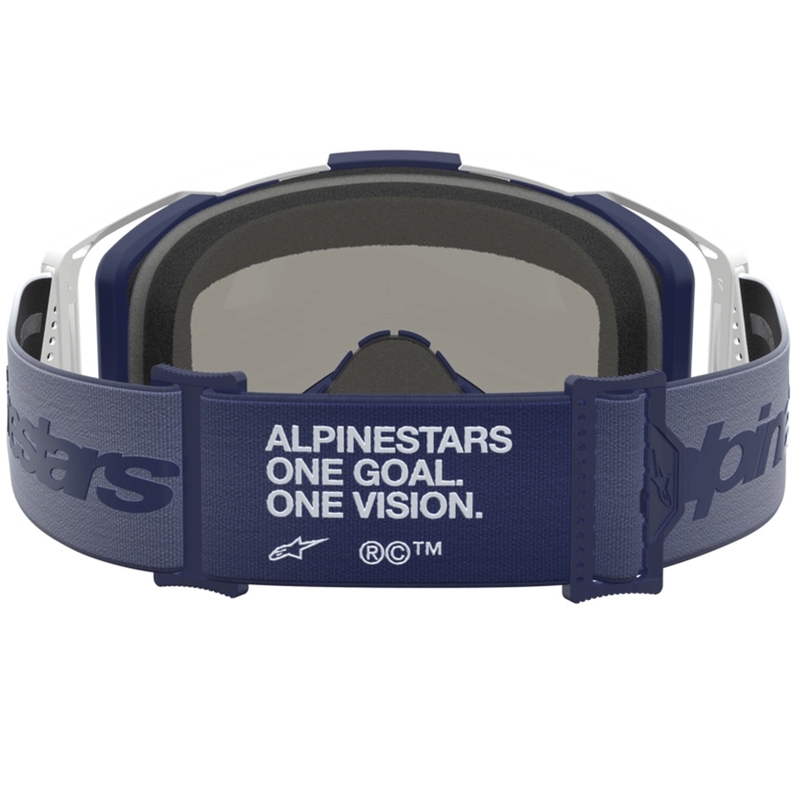Alpinestars Vision 8 Amber plavo-bijele motokros naočale s prozirnim pleksiglasom