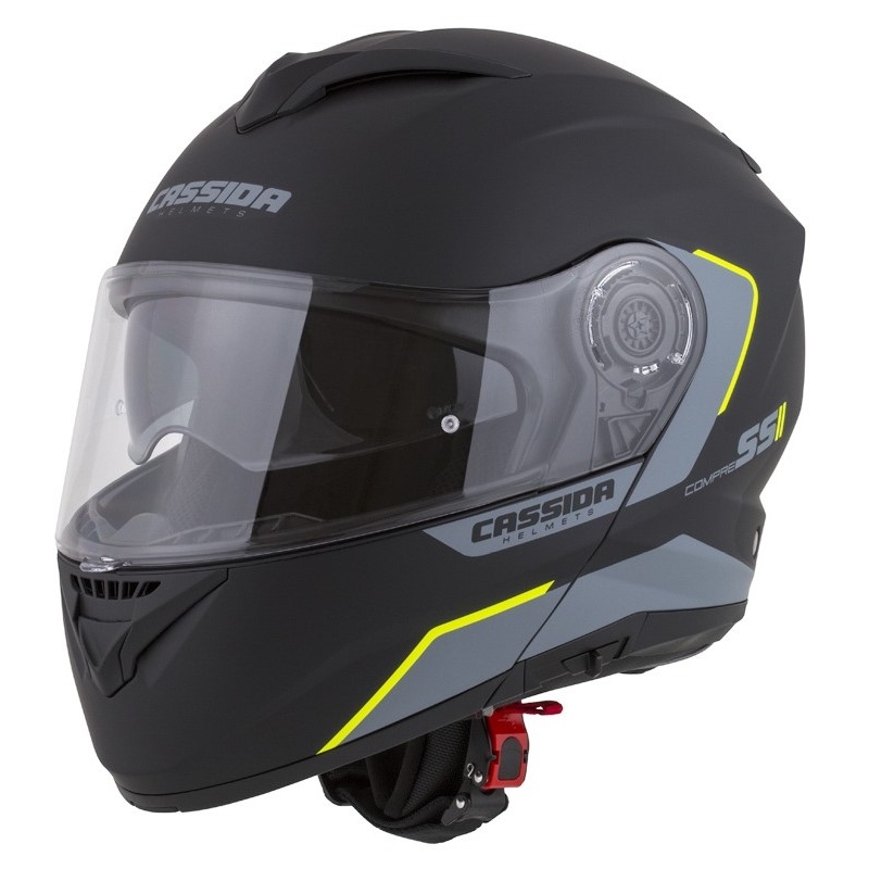 Motociklistička kaciga na preklop Cassida Compress 2.0 Refraction crna-siva-fluo žuta rasprodaja